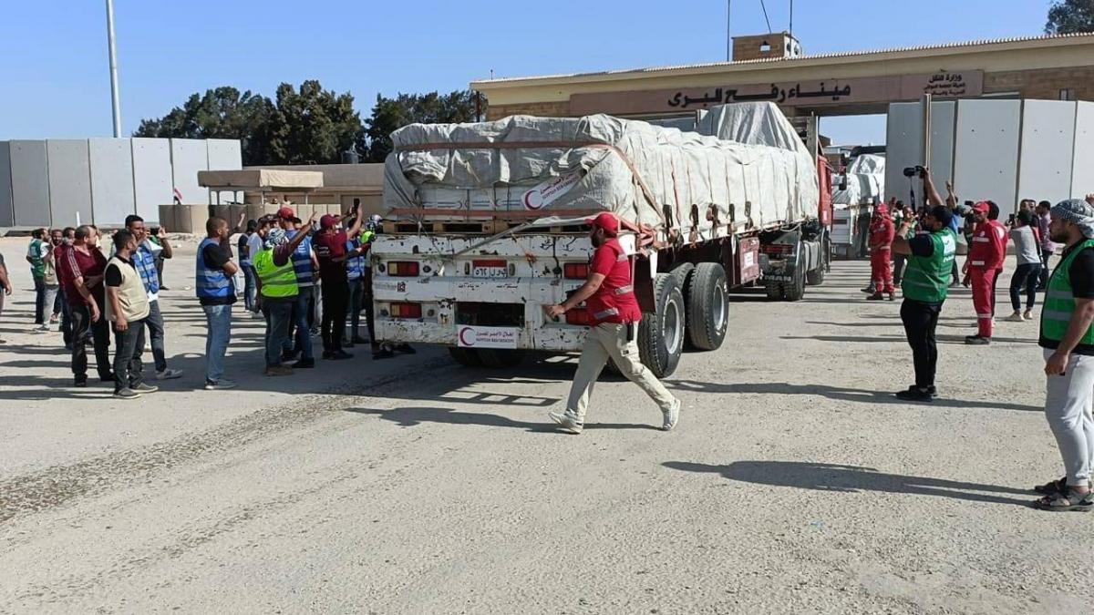 214 Aid Trucks Entered the Gaza Strip So Far as Part of Operation 'Brave Knight 3'