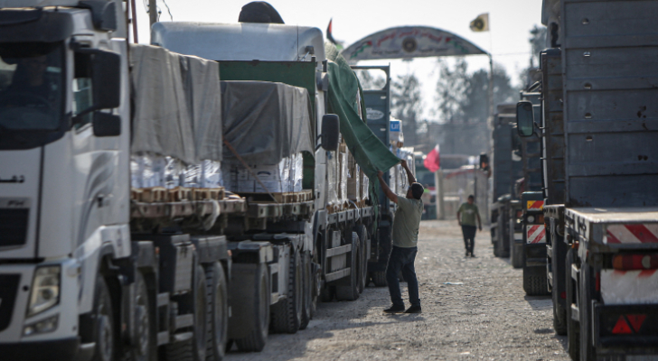 A Jordanian aid convoy targeted by an Israeli attack on its way to Gaza