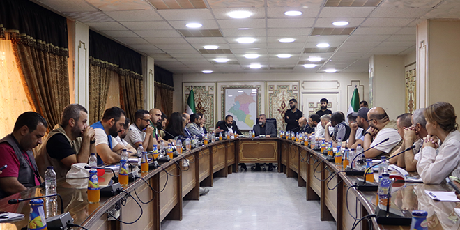 Daraa Governor discusses with UN delegation the situation of families arriving from the countryside of As-Suwayda Governorate