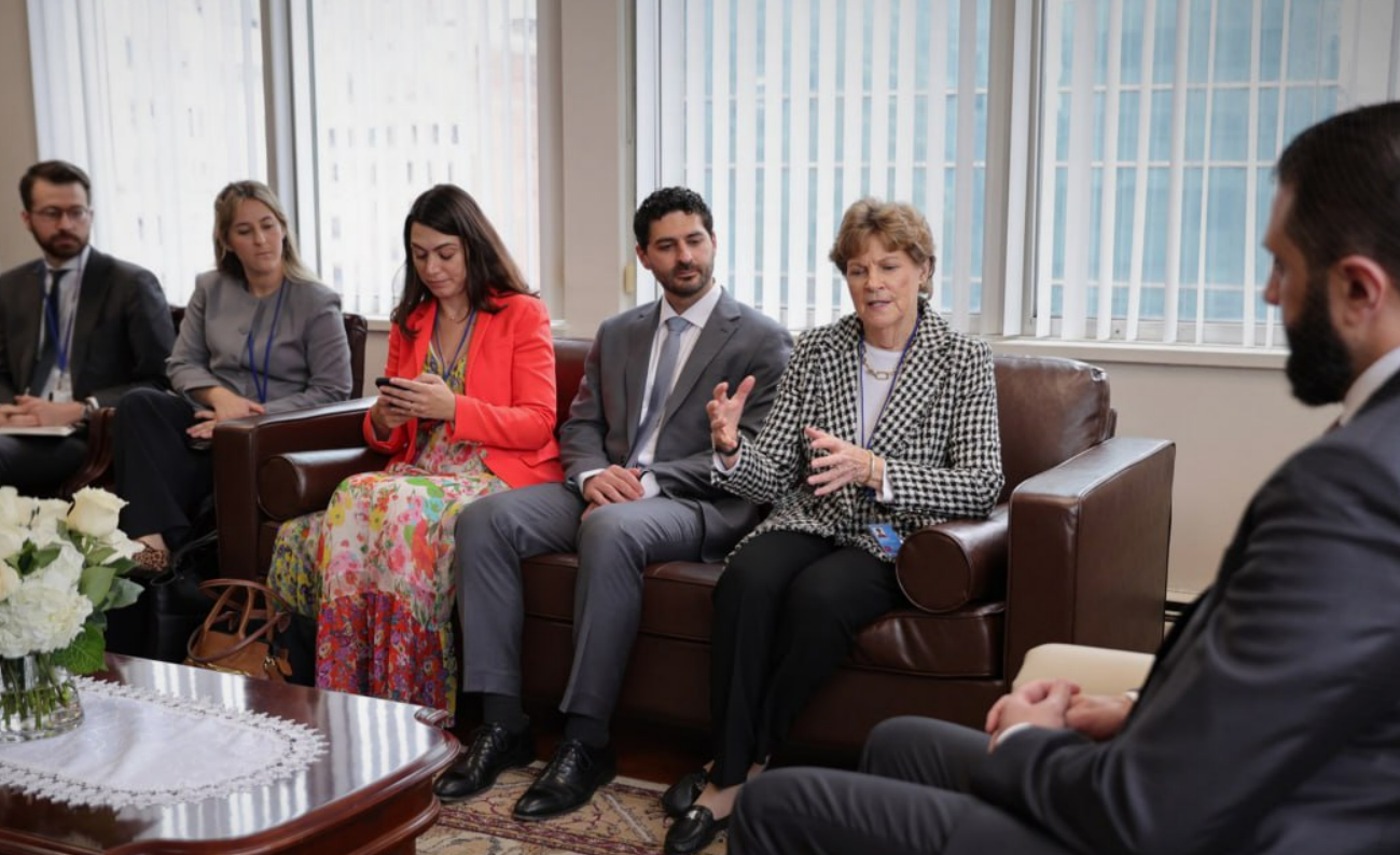 President Ahmad al-Shara' meets Senator Jeanne Shaheen in New York on the sidelines of the General Assembly meetings
