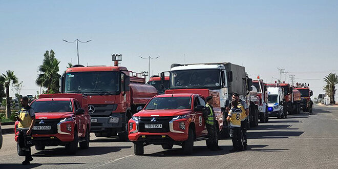 Jordanian Civil Defense Teams Assist in Extinguishing Wildfires in Latakia for the Past 4 Days